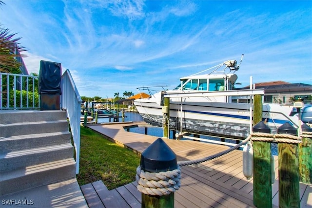 view of dock featuring a water view