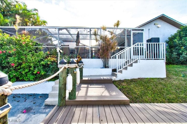 deck with a lanai