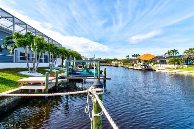 view of dock featuring a water view