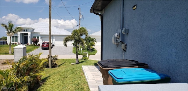 exterior space with a garage