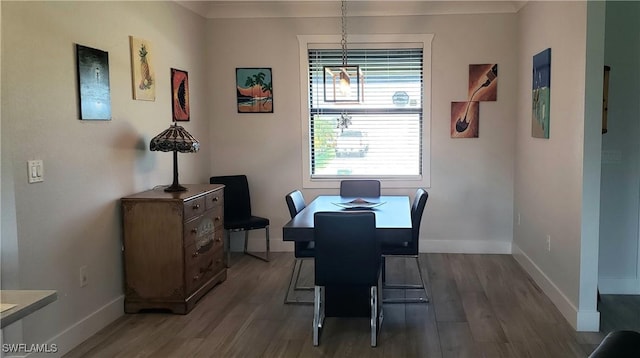 dining area featuring dark hardwood / wood-style flooring and a wealth of natural light