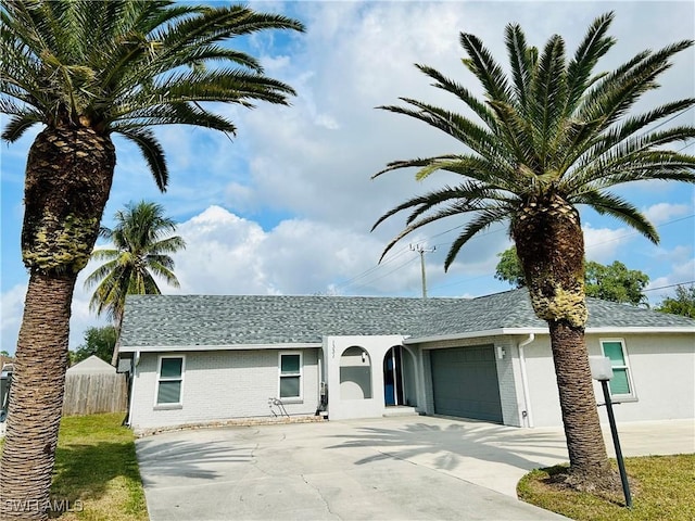 ranch-style home with a garage