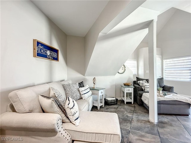 309 Donora Blvd, Fort Myers Beach, FL 33931 - living room featuring vaulted ceiling