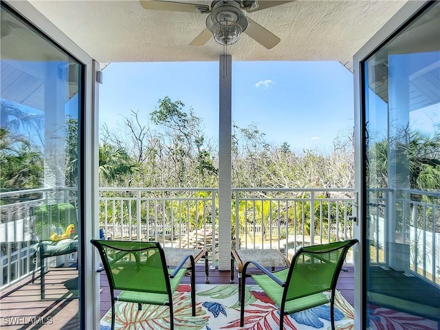 309 Donora Blvd, Fort Myers Beach, FL 33931 - balcony featuring a ceiling fan