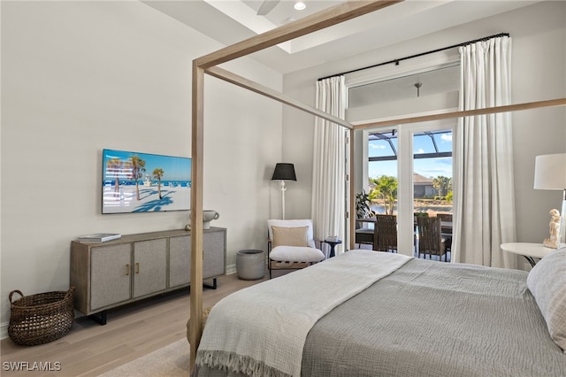 bedroom with light hardwood / wood-style flooring