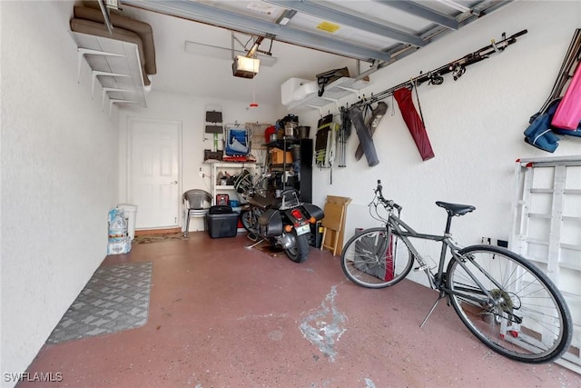 garage with a garage door opener