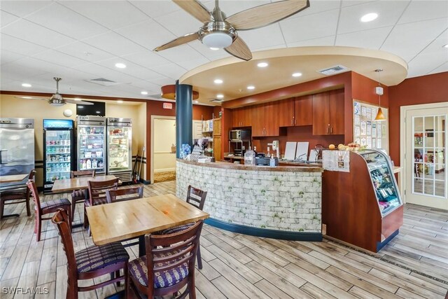 reception area featuring ceiling fan