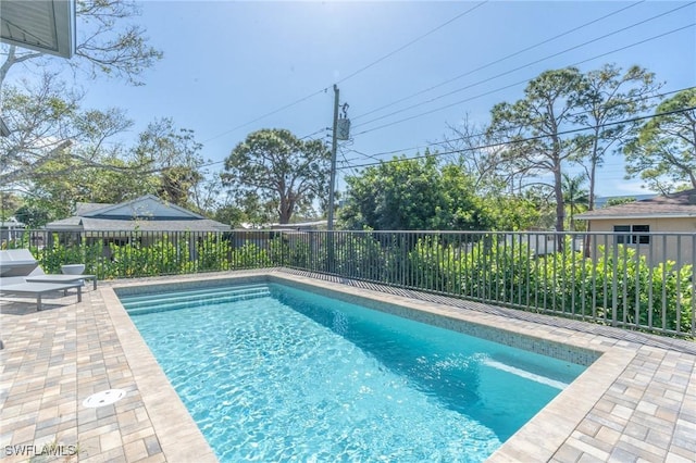 view of swimming pool with a patio area