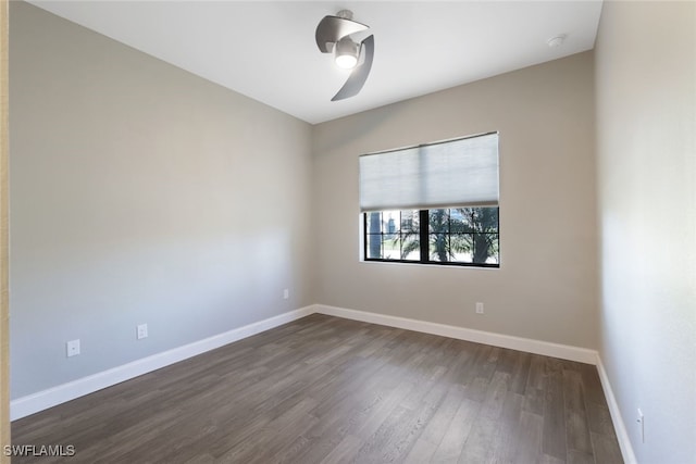 11727 Kati Falls Ln, Fort Myers, FL 33913 - empty room featuring baseboards, a ceiling fan, and dark wood finished floors