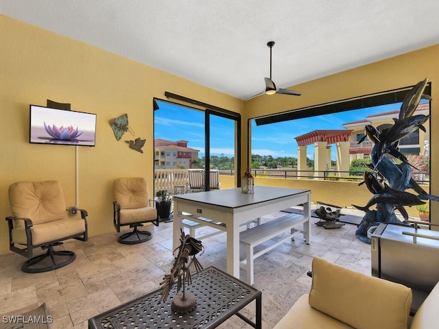 game room featuring ceiling fan