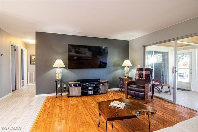 living room featuring hardwood / wood-style flooring