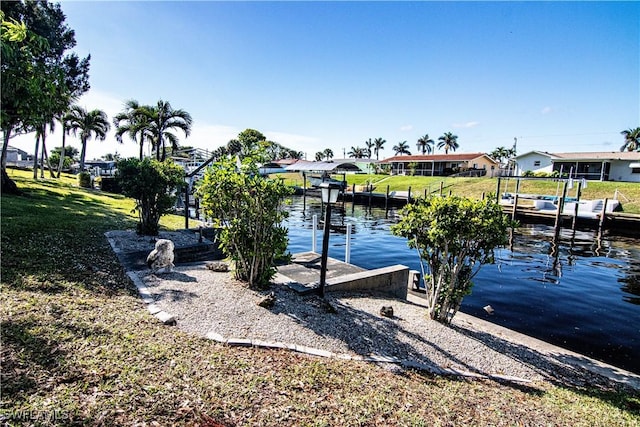 view of dock featuring a water view