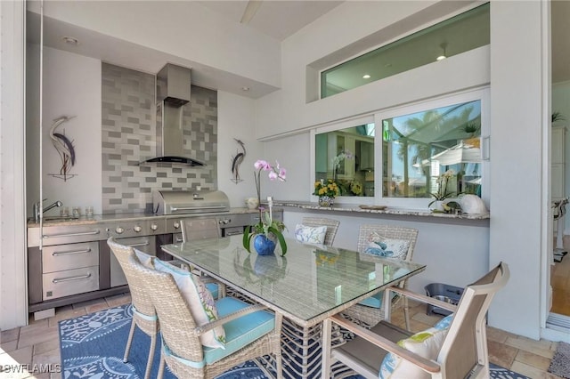 view of tiled dining room