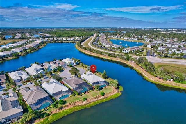 bird's eye view featuring a water view