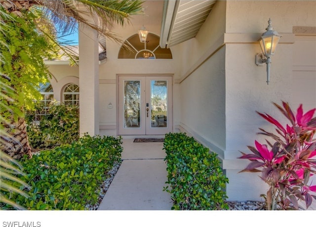 entrance to property featuring french doors