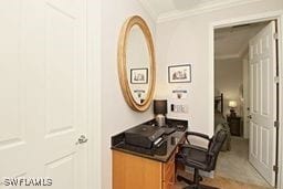 office area with crown molding