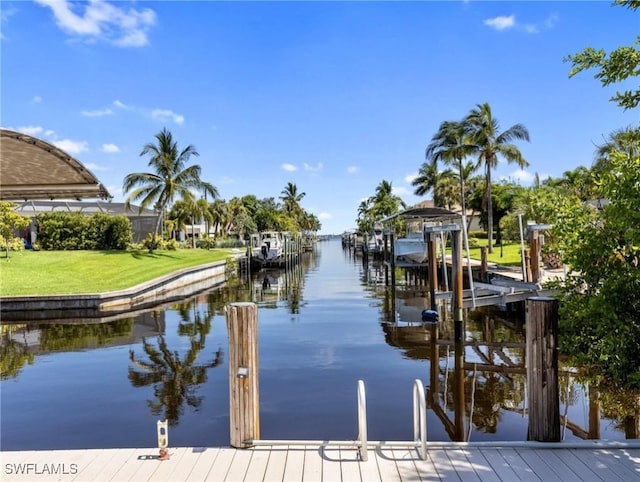 view of dock featuring a water view