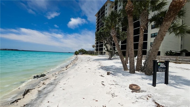 property view of water with a beach view