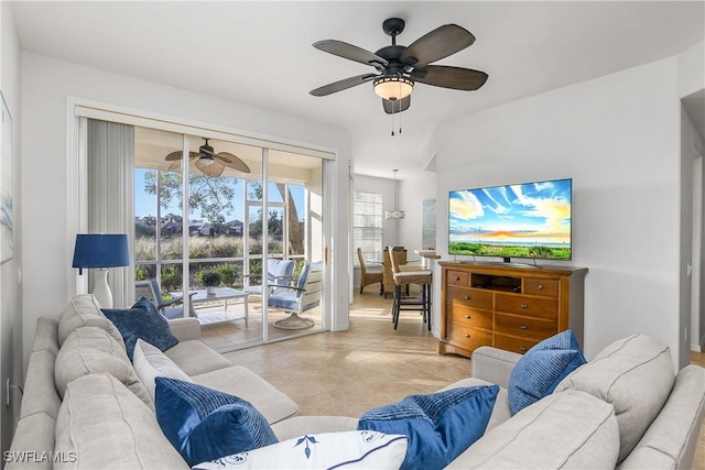 view of tiled living room