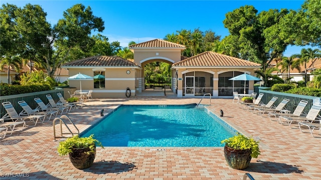 view of pool featuring a patio