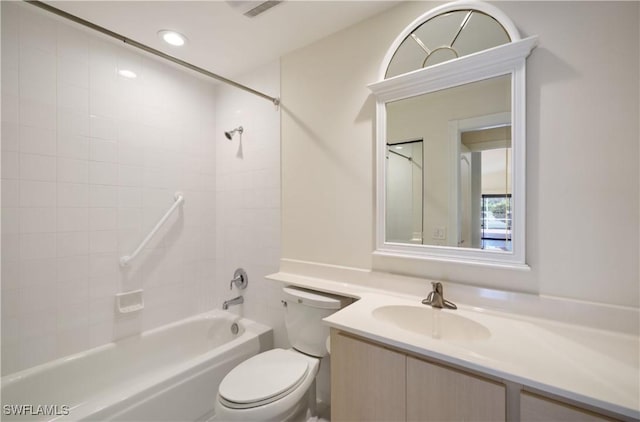 full bathroom with vanity, toilet, and shower / bath combination