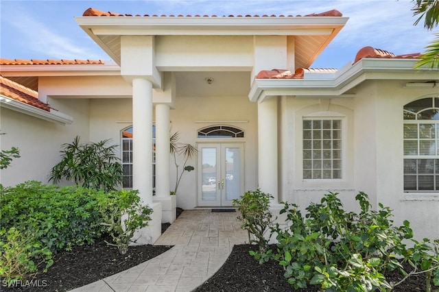 doorway to property with french doors