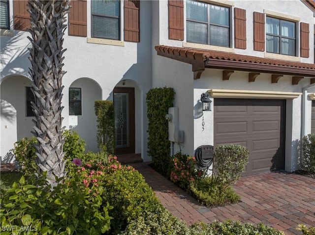 exterior space featuring a garage