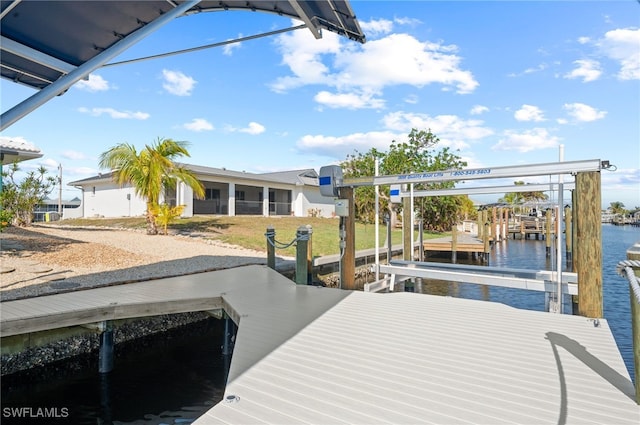 view of dock featuring a water view