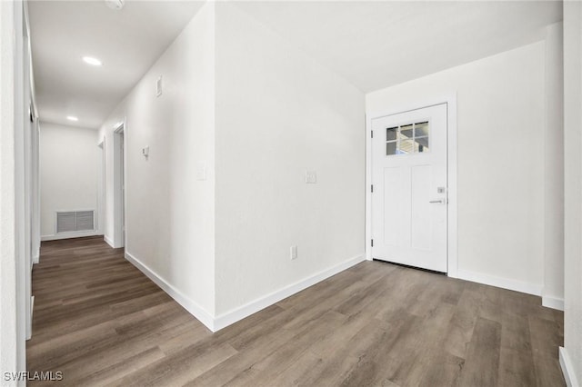 foyer with dark wood-type flooring