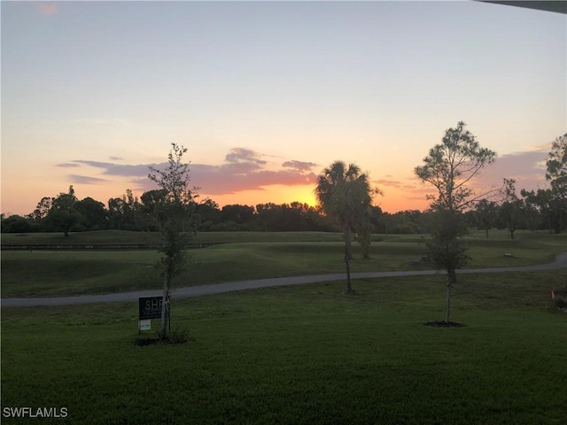 view of yard at dusk