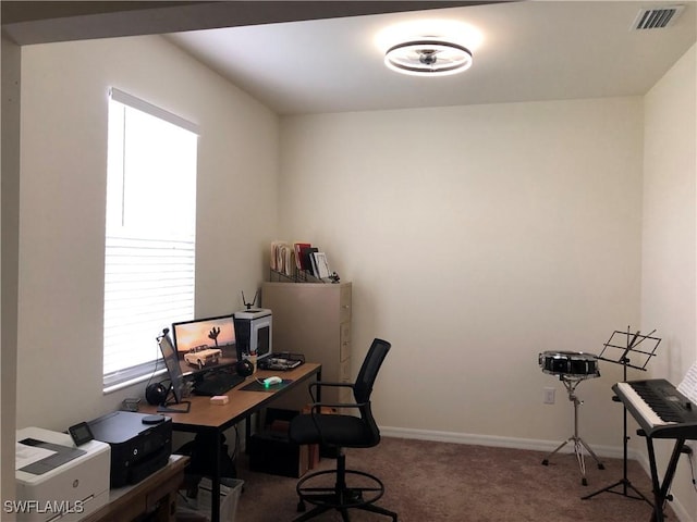 view of carpeted office space