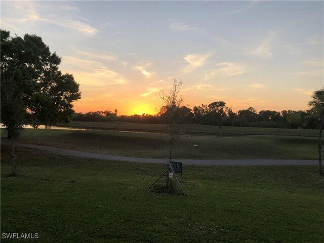 view of yard at dusk