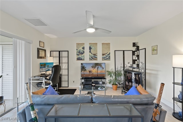 18 Bob O Link Ct Unit 18B, Naples, FL 34105 - living area featuring ceiling fan, a desk, baseboards, and carpet