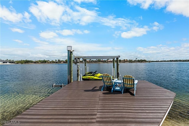 view of dock featuring a water view