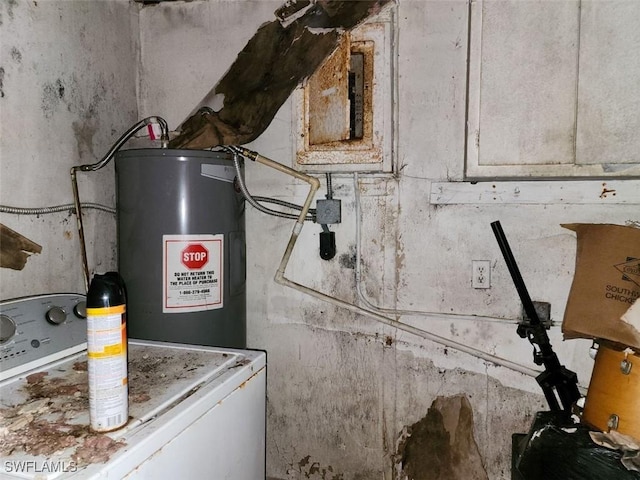 utility room featuring electric water heater and washer / clothes dryer