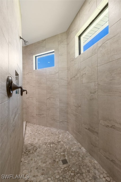 bathroom with tiled shower