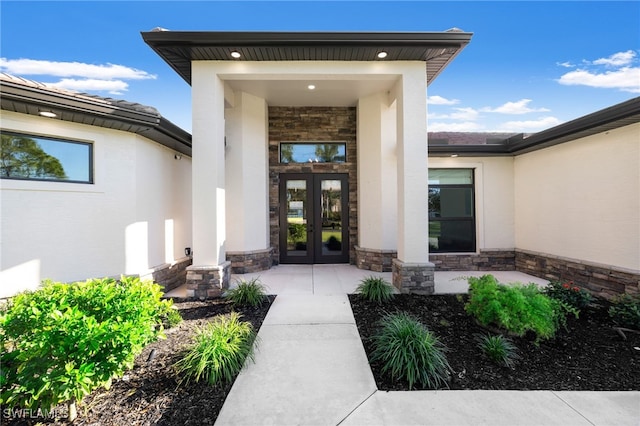 view of exterior entry with french doors