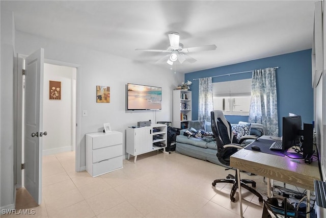 office area featuring ceiling fan