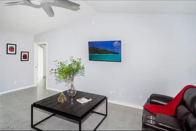 living room featuring ceiling fan