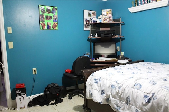 bedroom featuring light tile patterned floors