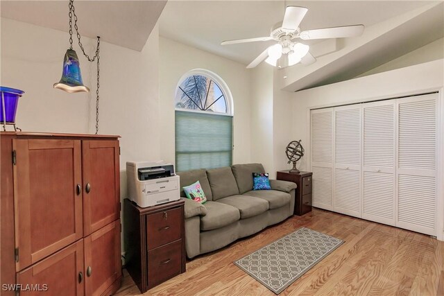 5471 Harborage Dr, Fort Myers, FL 33908 - living room with light wood-type flooring and a ceiling fan
