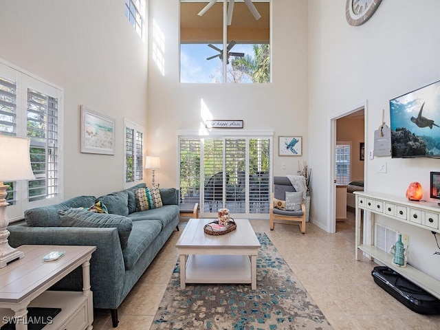 view of tiled living room