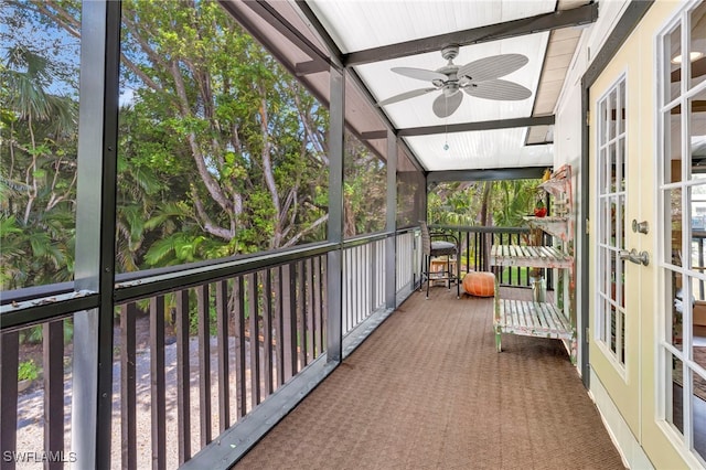 2511 Estey Ave Unit E4, Naples, FL 34104 - unfurnished sunroom with french doors and a ceiling fan
