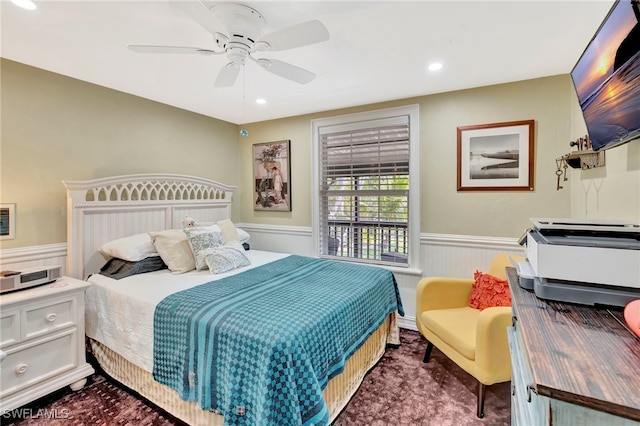 2511 Estey Ave Unit E4, Naples, FL 34104 - bedroom featuring a wainscoted wall, recessed lighting, and ceiling fan