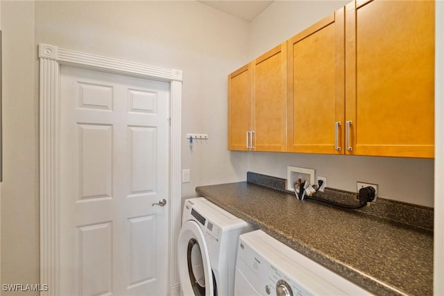 laundry area with cabinets and independent washer and dryer