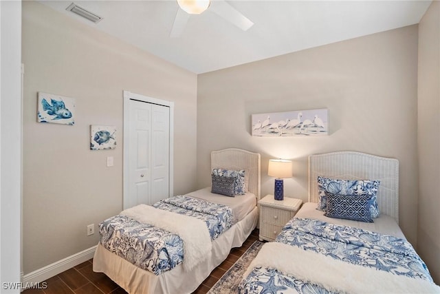 bedroom featuring a closet and ceiling fan