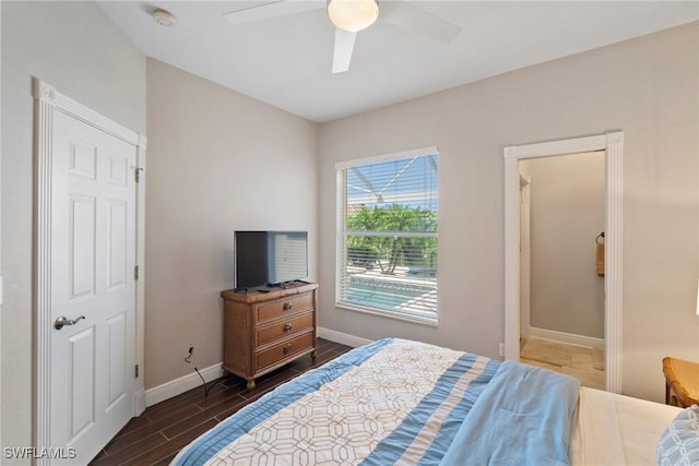 bedroom featuring ceiling fan