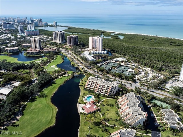 bird's eye view featuring a water view