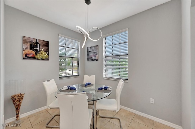 view of tiled dining space