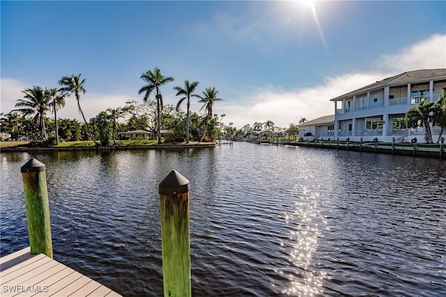 view of dock featuring a water view